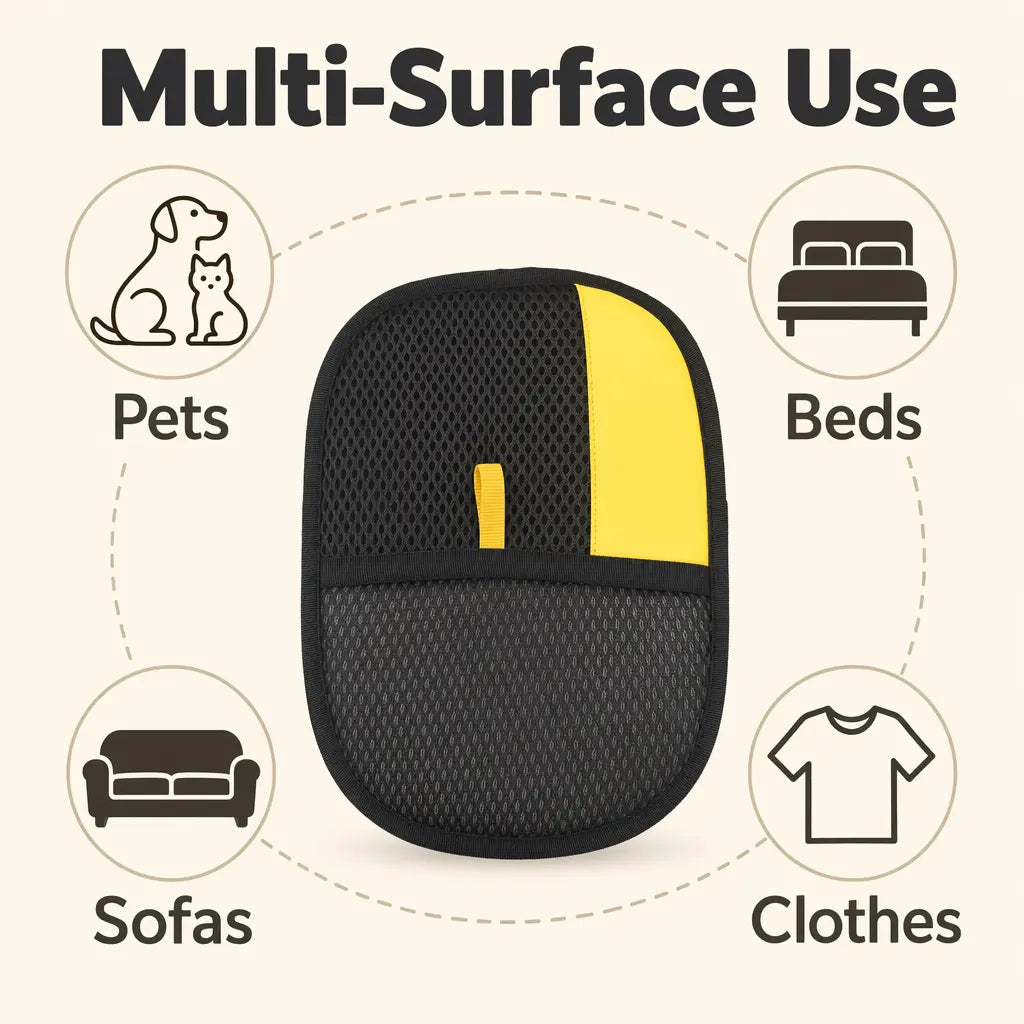 [Upgraded] Pet Hair Removal Glove for Cats & Dogs, Reusable Electrostatic Fur Remover Mitt, Large Grooming Glove for Couch, Furniture, Carpet & Car Seats, Includes Cat Keychain