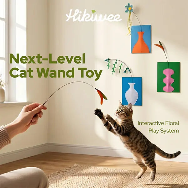 Hikiwee Interactive Crafted Cat Wand Toy with Base, Replaceable & Reusable, Keeps Cats Engaged Longer, Colorful Aesthetic Cat Toy #Summerwins #Petlovers,#Dealsforyoudays