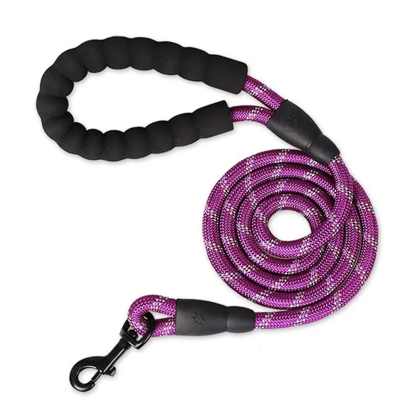 Heavy Duty No Pull Dog Leash for Large Dogs, Chew Resistant Reflective Rope Lead with Durable Material and Comfortable Padded Handle, Durable Outdoor Training Leash for Anti-Pull Control and Night Safety.