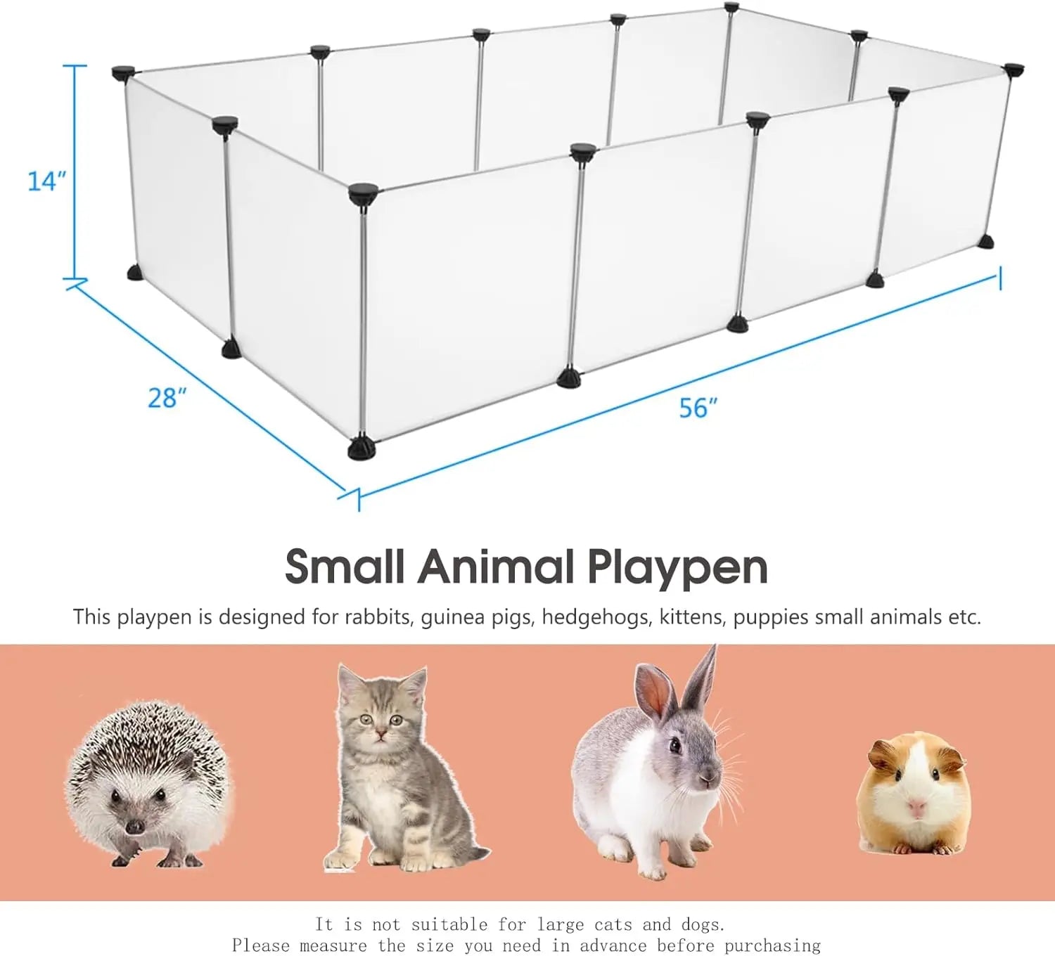 12 Pieces 14×14In Pet Playpen, Portable Large Plasticyard Fence Small Animals, Puppy Kennelcrate Fence Tent, Indoor Outdoor Portable Puppy Play Pen Cage for Guinea Pigs, Bunny, Ferrets, Hamsters, Hedgehogs,