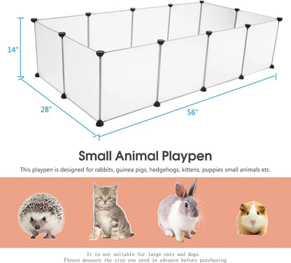 12 Pieces 14×14In Pet Playpen, Portable Large Plasticyard Fence Small Animals, Puppy Kennelcrate Fence Tent, Indoor Outdoor Portable Puppy Play Pen Cage for Guinea Pigs, Bunny, Ferrets, Hamsters, Hedgehogs,