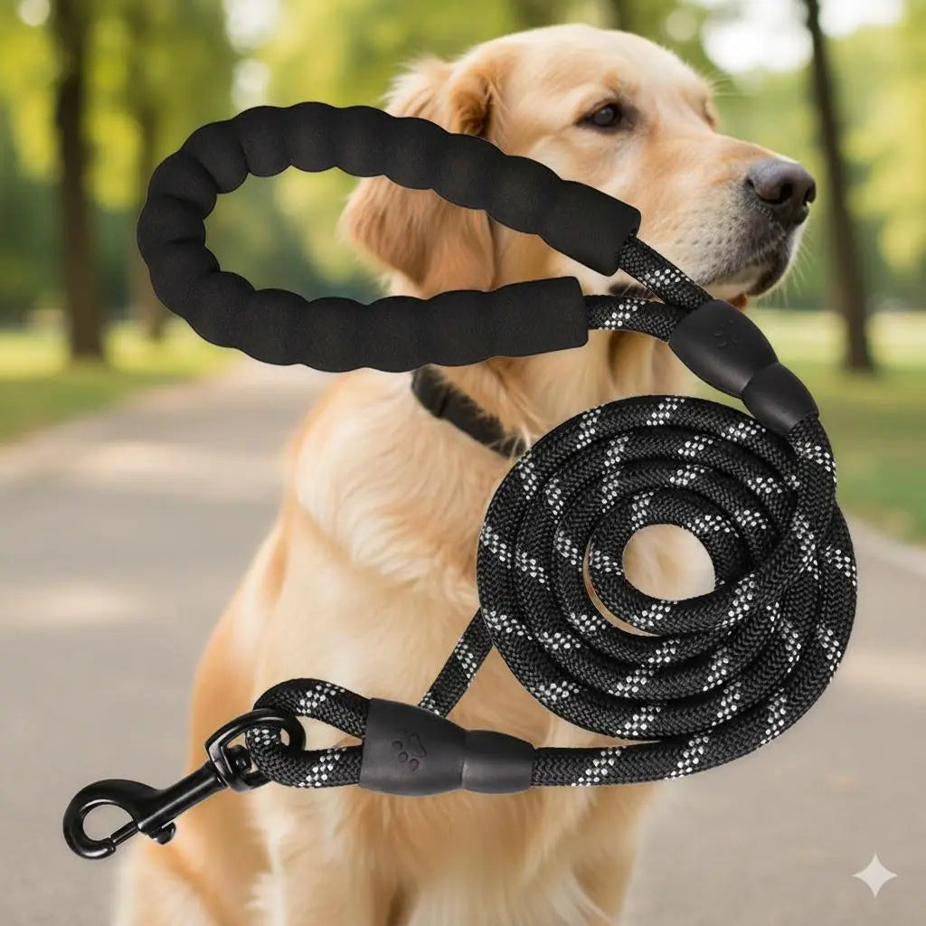 Heavy Duty No Pull Dog Leash for Large Dogs, Chew Resistant Reflective Rope Lead with Durable Material and Comfortable Padded Handle, Durable Outdoor Training Leash for Anti-Pull Control and Night Safety.