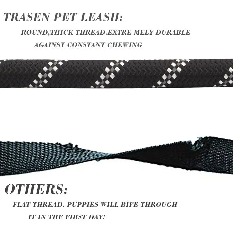 Heavy Duty No Pull Dog Leash for Large Dogs, Chew Resistant Reflective Rope Lead with Durable Material and Comfortable Padded Handle, Durable Outdoor Training Leash for Anti-Pull Control and Night Safety.
