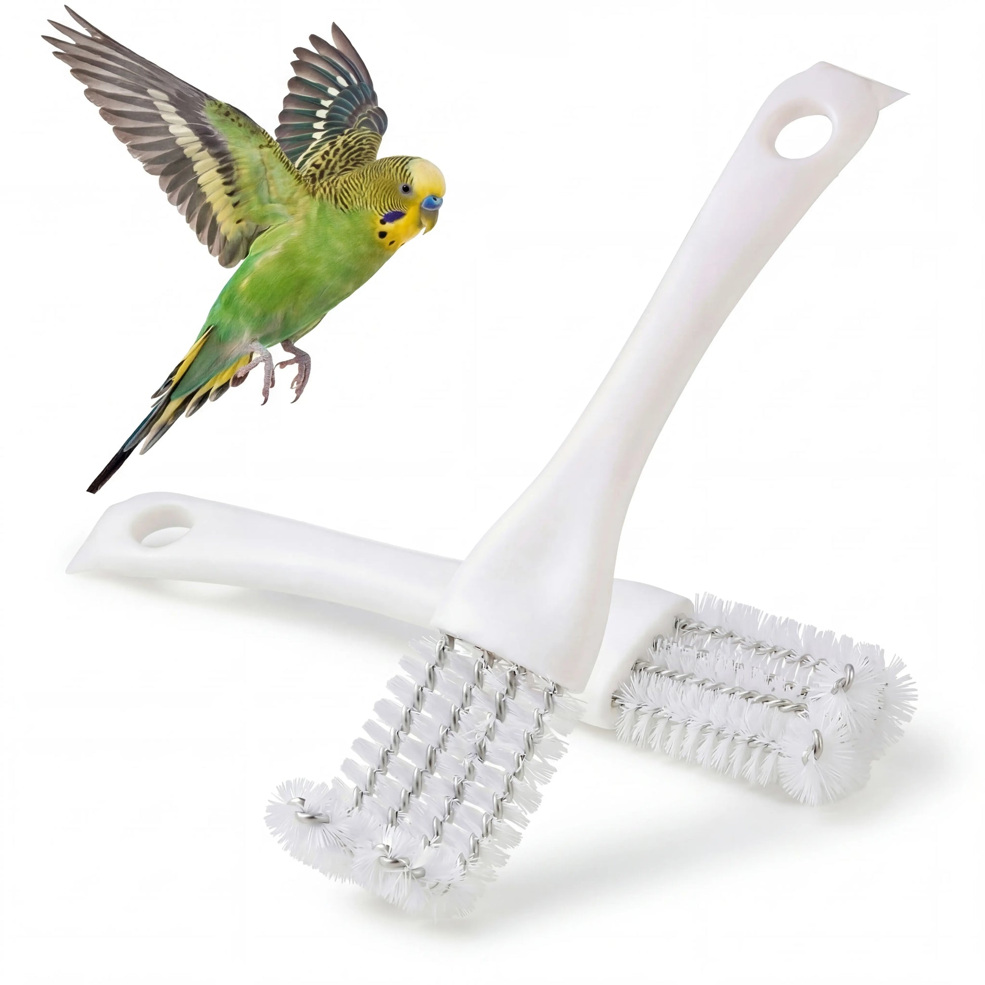 Bucatstate All-In-1 Bird Cage Cleaning Kit - Angled Brush, Poop Scraper for Parrot Cages & Accessories, All-In-One Tiktokshopspringglowup
