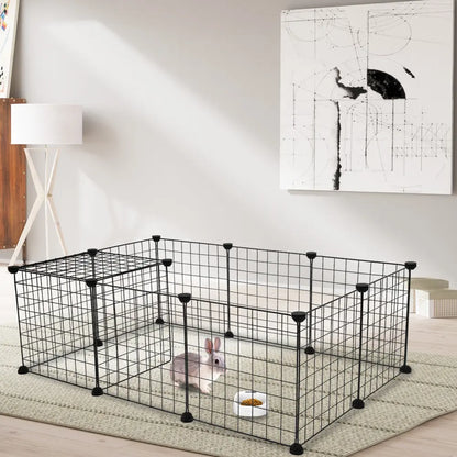 12 Pieces 14×14In Pet Playpen, Portable Large Plasticyard Fence Small Animals, Puppy Kennelcrate Fence Tent, Indoor Outdoor Portable Puppy Play Pen Cage for Guinea Pigs, Bunny, Ferrets, Hamsters, Hedgehogs,