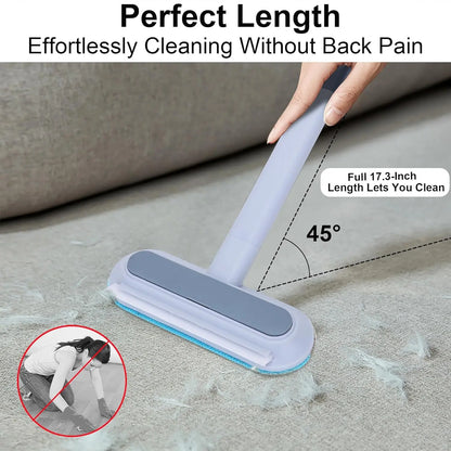 Lint Remover Brooms, 4-In-1 Reusable Pet Hair Remover, 17.7In Standard Handle No-Bend Tool for Dog & Cat Hair, Furniture & Car Seats (1-Pack)