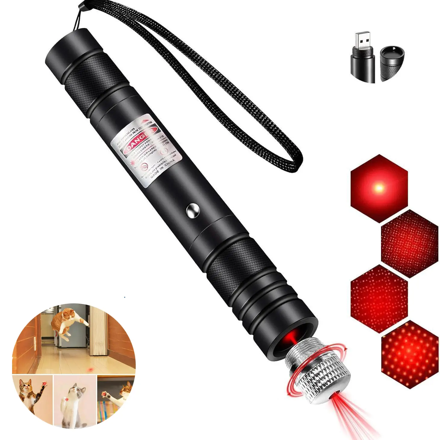 [Already Have 10K Favorites]Rechargeable Green Light Laser Cat Toy for Dogs & Cats/ Line Light Flashlight Long Distance Range for TV/LED/LCD Screens Flashlights Presentation, Laser Pointer Cat Toy，Office / Outdoors / Astronomic / Construction