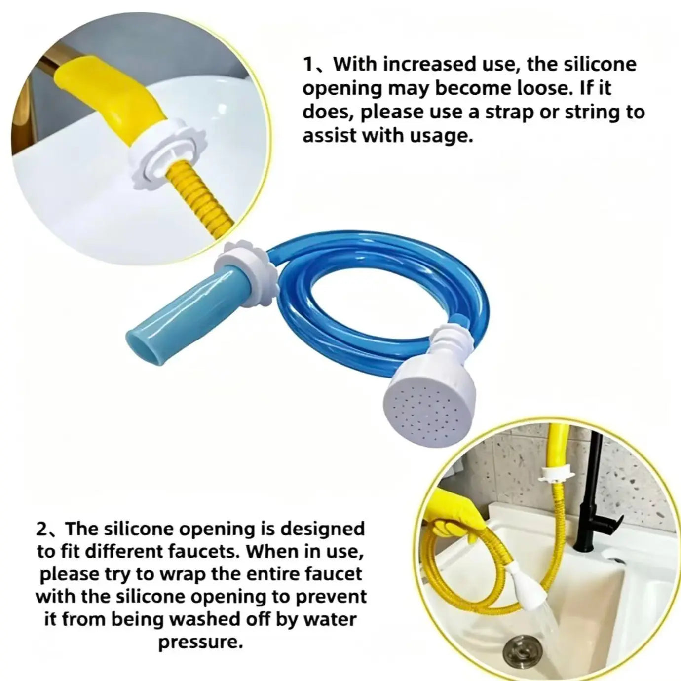 Pet Bath Tub Faucet Sprayer, 5 Ft Ultra-Flex Dog Shower Hose Adapter, Slip-On Pet Showerhead, No Install, Universal Size