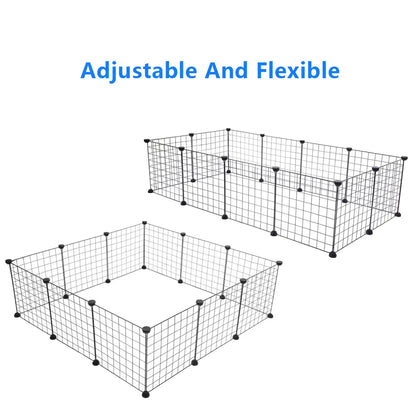 12 Pieces 14×14In Pet Playpen, Portable Large Plasticyard Fence Small Animals, Puppy Kennelcrate Fence Tent, Indoor Outdoor Portable Puppy Play Pen Cage for Guinea Pigs, Bunny, Ferrets, Hamsters, Hedgehogs,