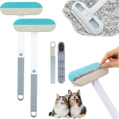 Lint Remover Brooms, 4-In-1 Reusable Pet Hair Remover, 17.7In Standard Handle No-Bend Tool for Dog & Cat Hair, Furniture & Car Seats (1-Pack)